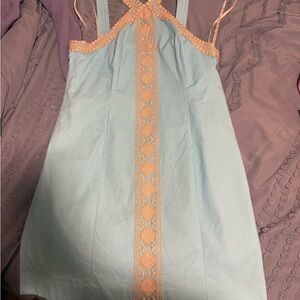 Lilly Pulitzer Light Blue and Peach Midi Dress